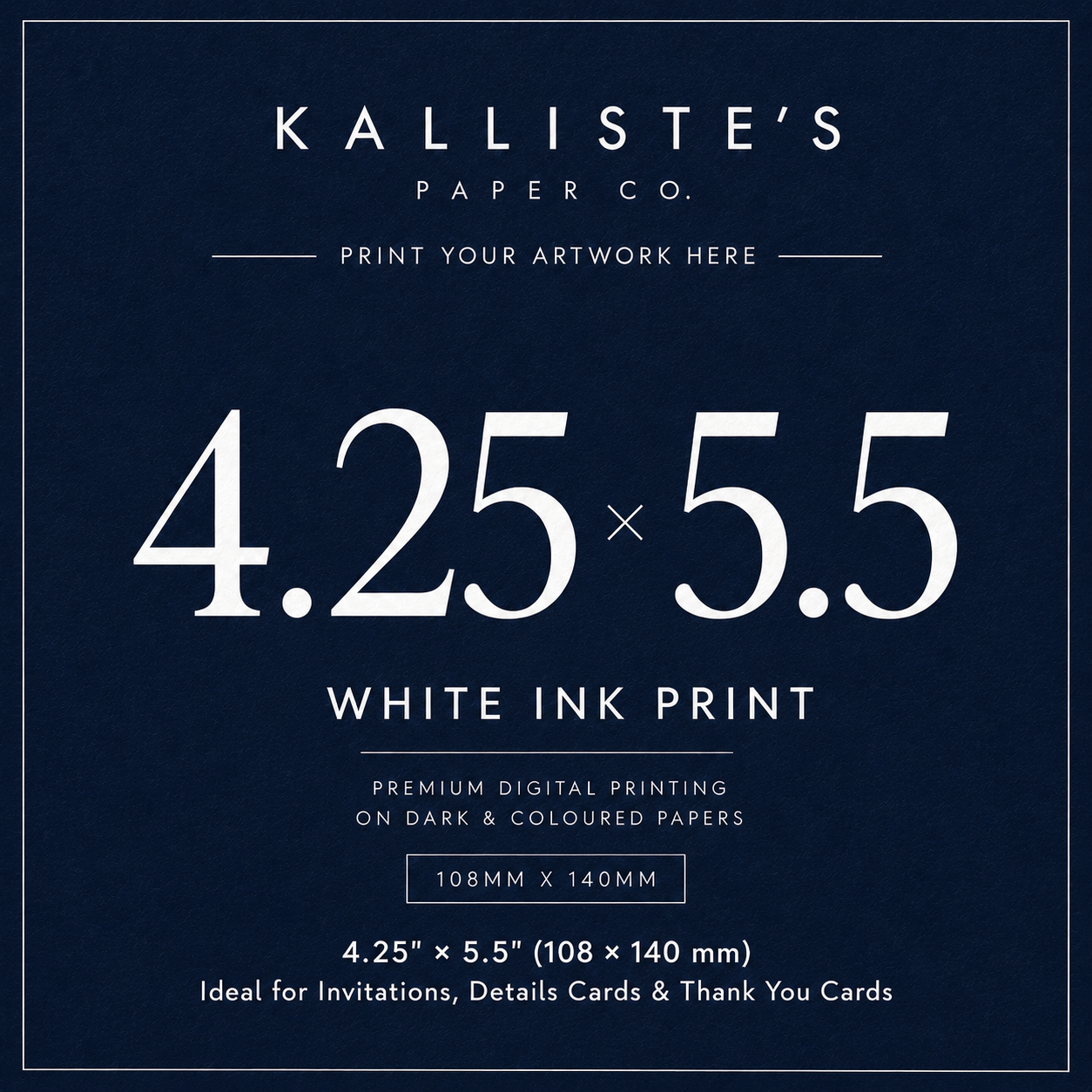 108 × 140 mm Card - White Ink Digital Print