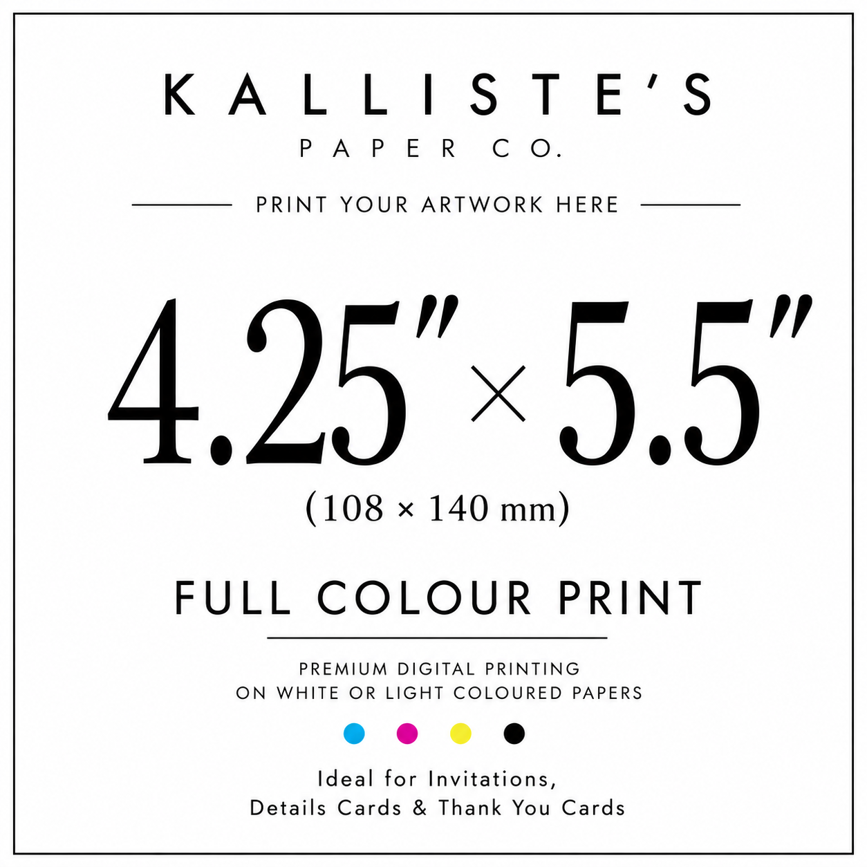 4.25" × 5.5" Invitation Card -Full Colour Digital Print