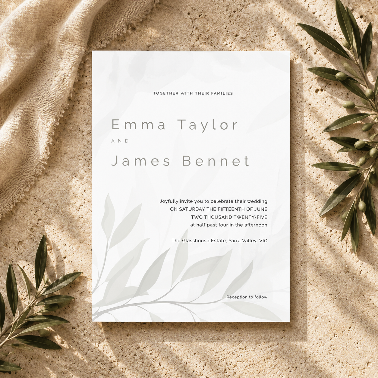 Ghost Botanical Editable Wedding Invitation