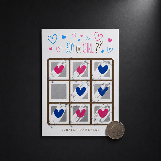 Gender Reveal Scratch Card | Hearts Grid Design