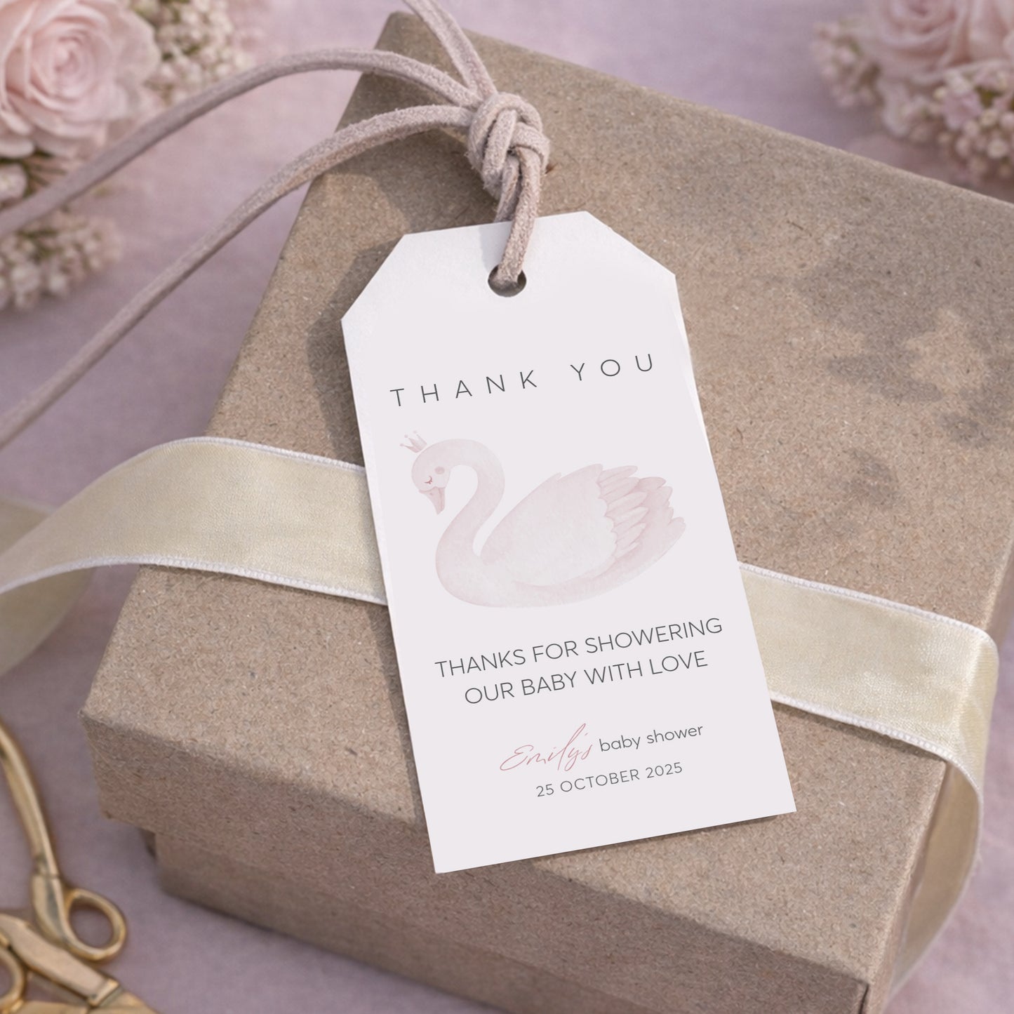 Pink Swan Baby Shower Editable Template Bundle