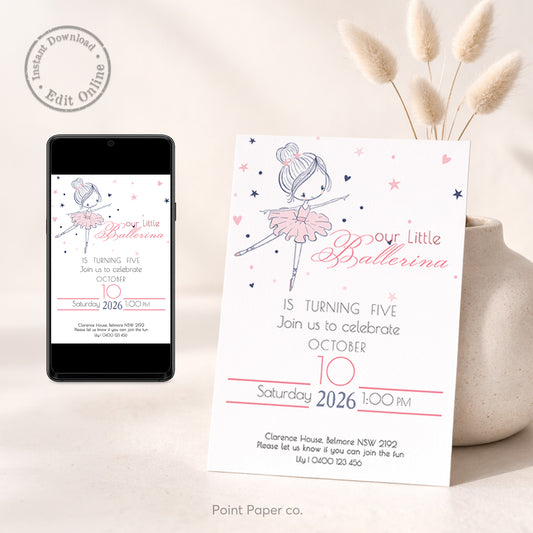 Ballerina Birthday Invitation | Edit Online