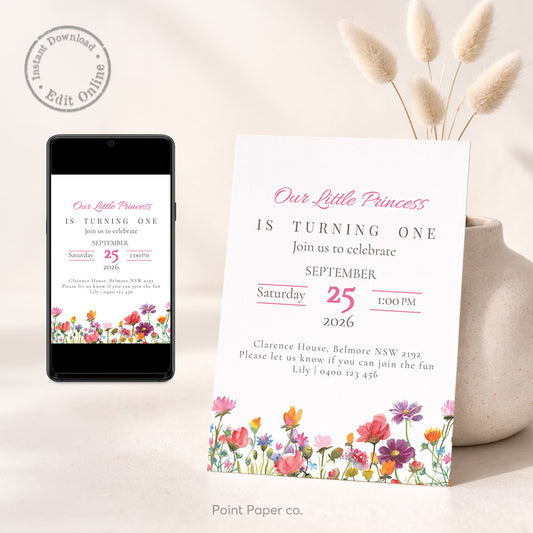 Flower Field Birthday Invitation | Edit Online