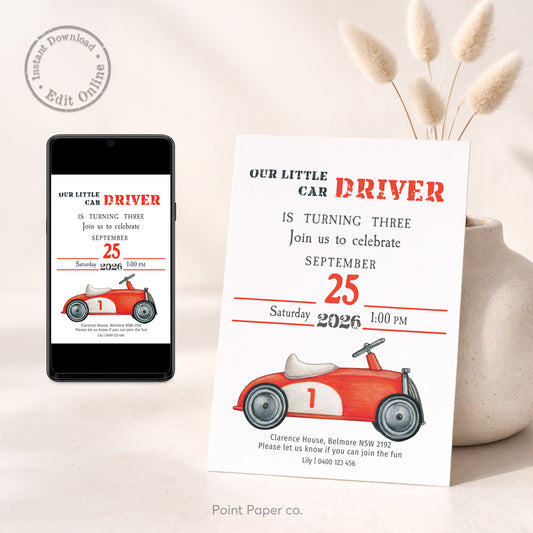 Vintage Toy Car Birthday Invitation | Edit Online