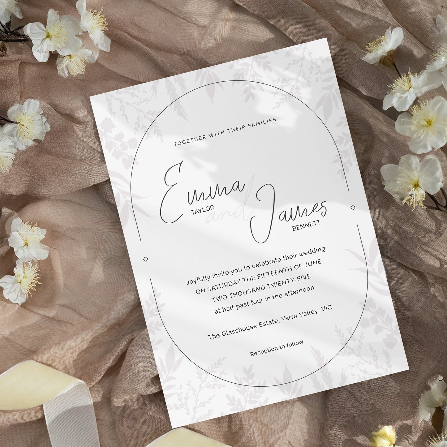 Minimalist Arch Wedding Editable Invitation
