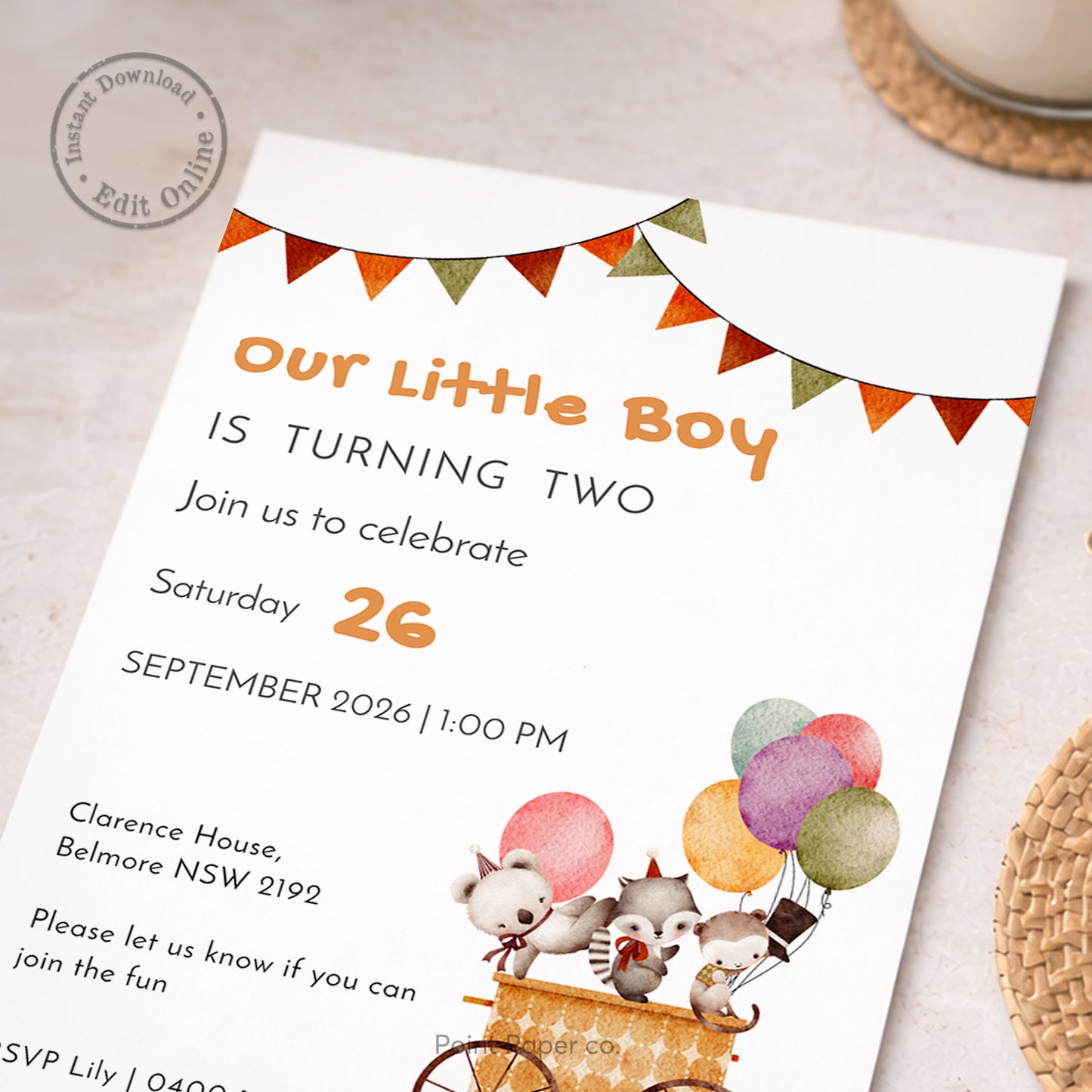Woodland Animals Birthday Invitation | Edit Online