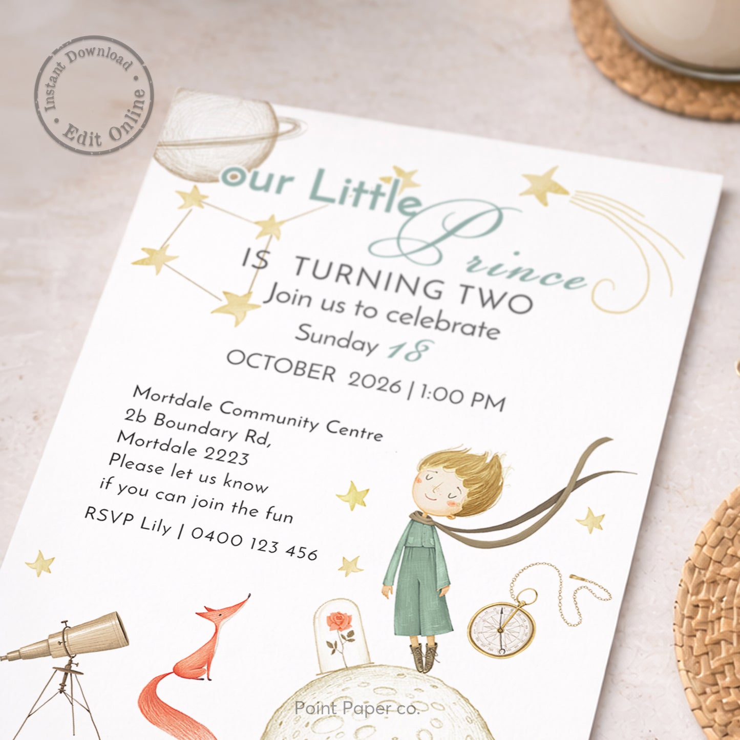 Our Prince Birthday Invitation | Edit Online
