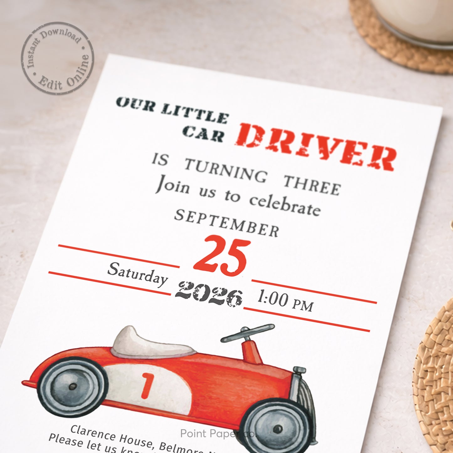 Vintage Toy Car Birthday Invitation | Edit Online