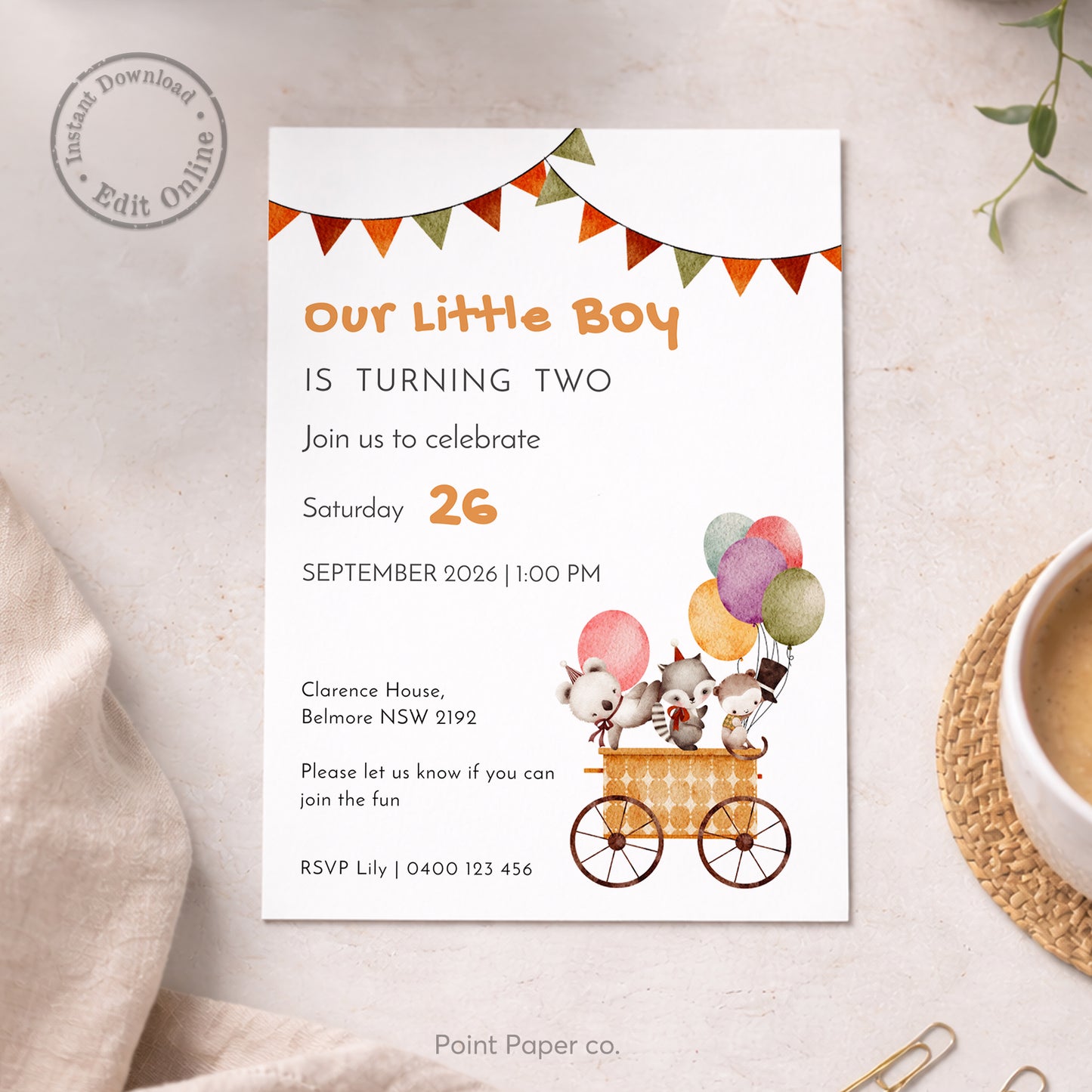 Woodland Animals Birthday Invitation | Edit Online