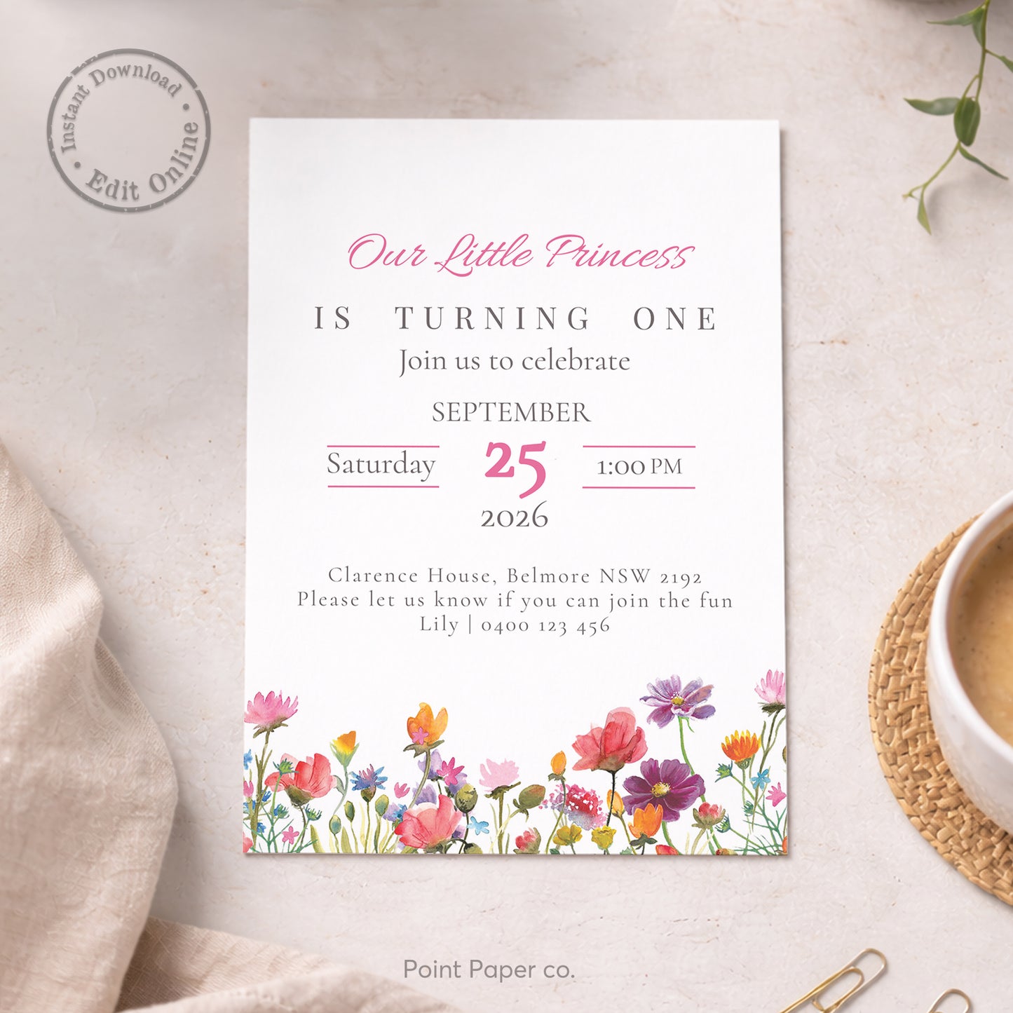 Flower Field Birthday Invitation | Edit Online
