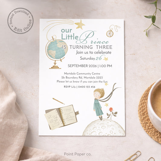 Our Little Prince Birthday Invitation | Edit Online
