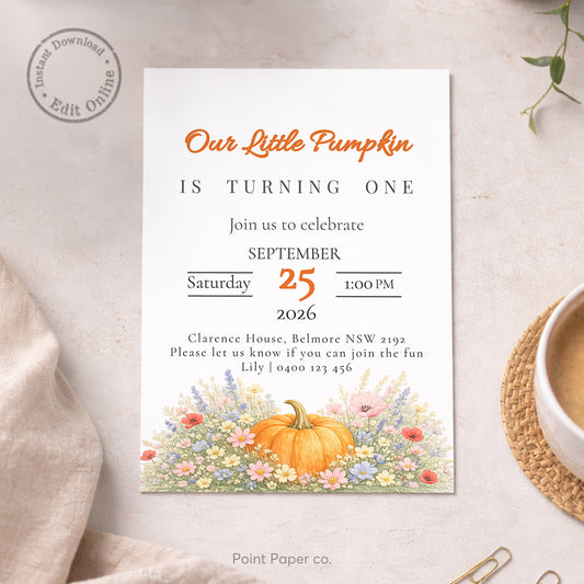 Pumpkin Birthday Invitation | Edit Online