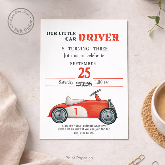 Vintage Toy Car Birthday Invitation | Edit Online
