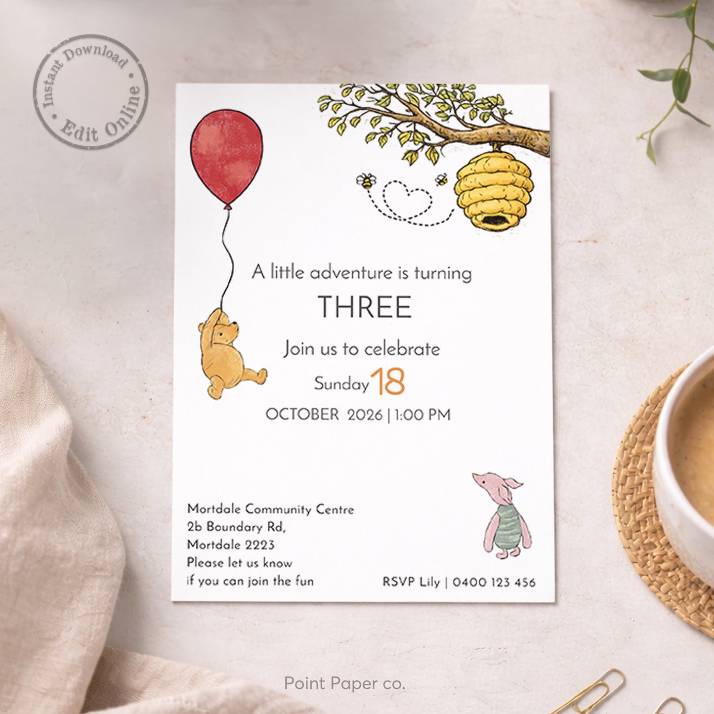 Bear Adventure Birthday Invitation | Edit Online
