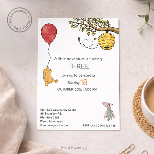 Bear Adventure Birthday Invitation | Edit Online