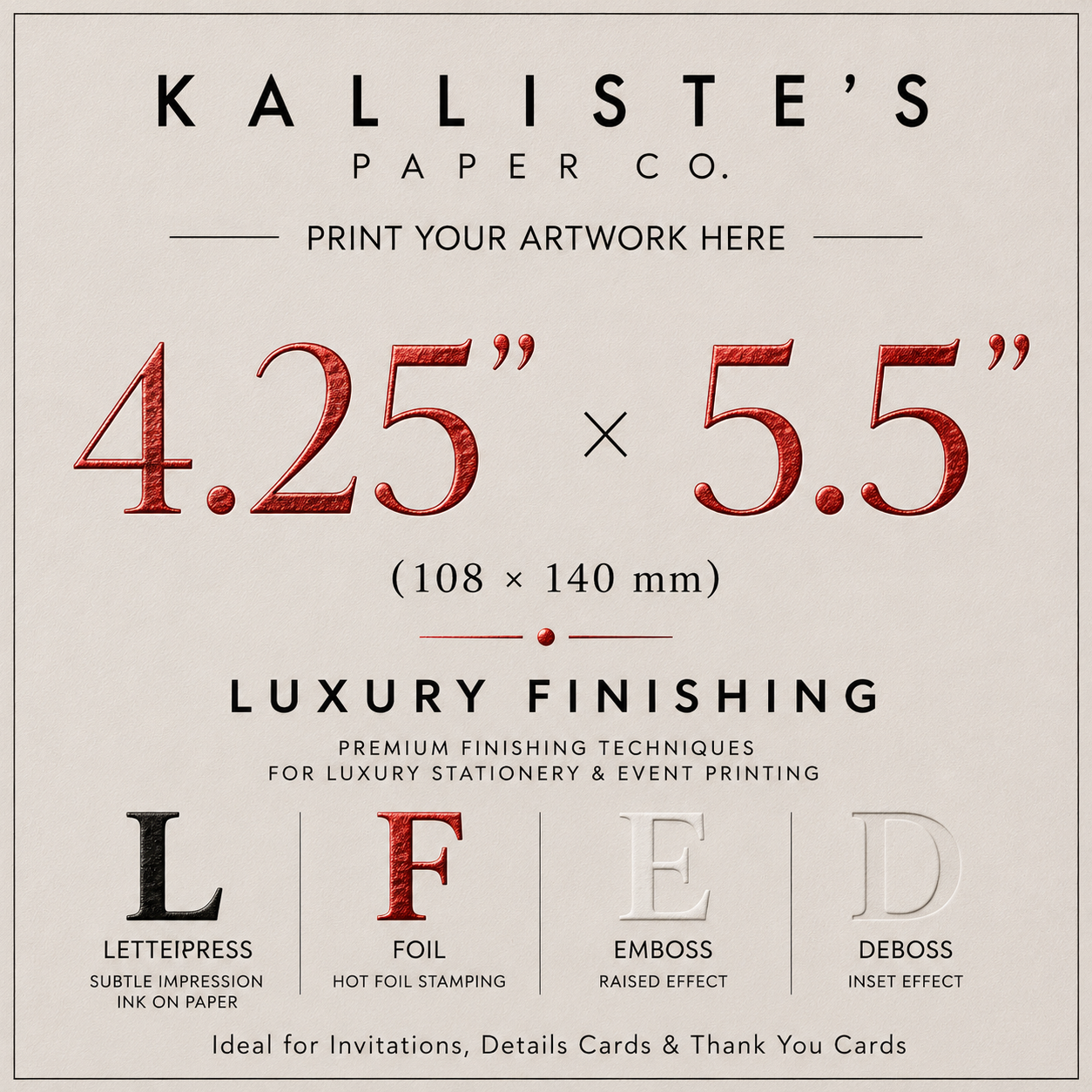 108x140 Card - Luxury Finishing Print