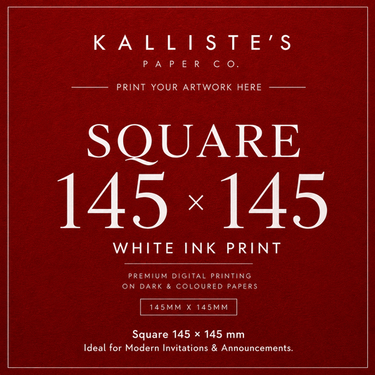 Square Invitation Card - White Ink Digital Print