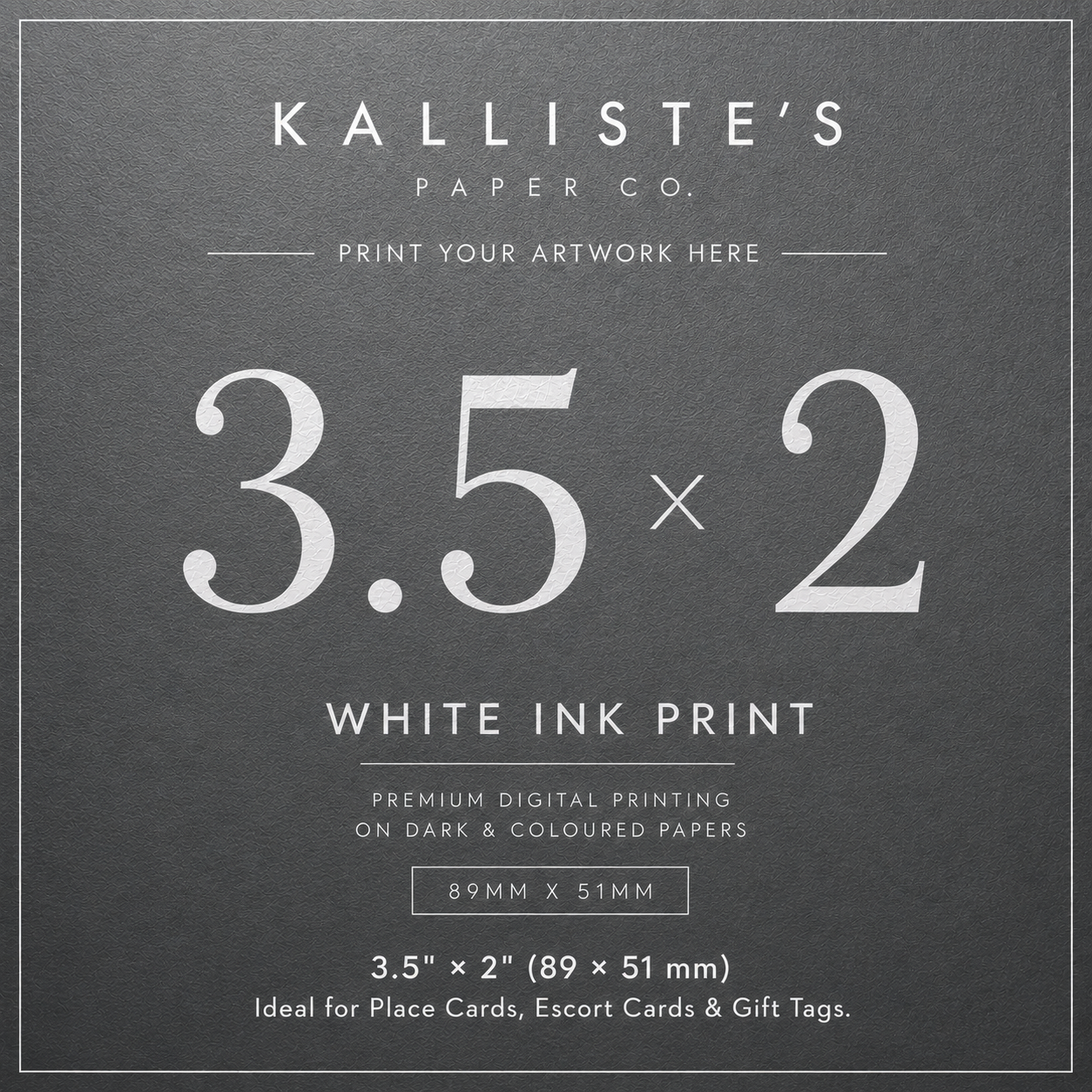 3.5" × 2" Card - White Ink Digital Print