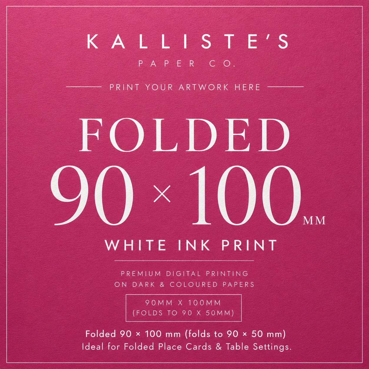 Folded 90 × 100 mm Card - White Ink Digital Print
