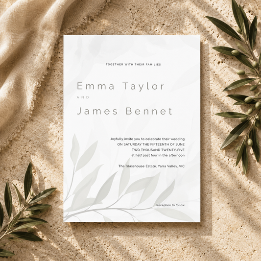Ghost Botanical Editable Wedding Invitation