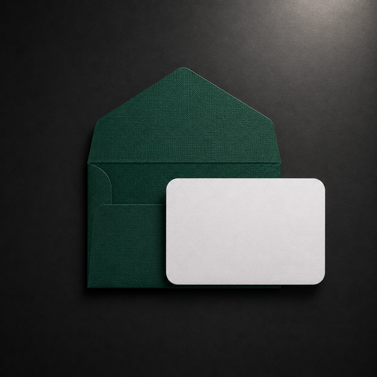 Σετ 6 Mini Gift Cards με Χειροποίητους Forest Green Φακέλους.