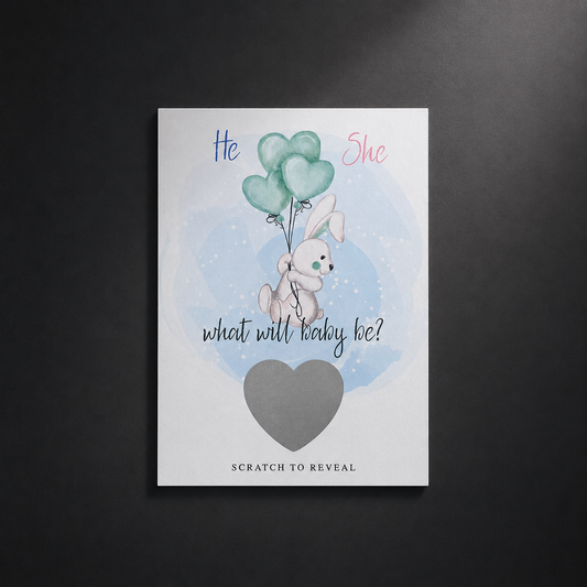 Gender Reveal Scratch Card | Bunny Balloons Design