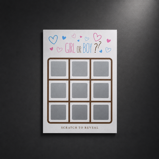 Gender Reveal Scratch Card | Hearts Grid Design