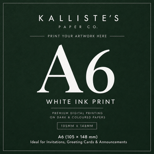 A6 Invitation Card - White Ink Digital Print
