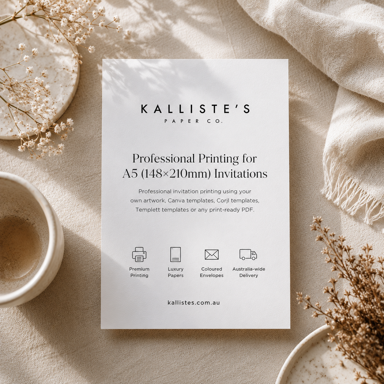 Professional Printing for A5 (148x210mm) Invitations