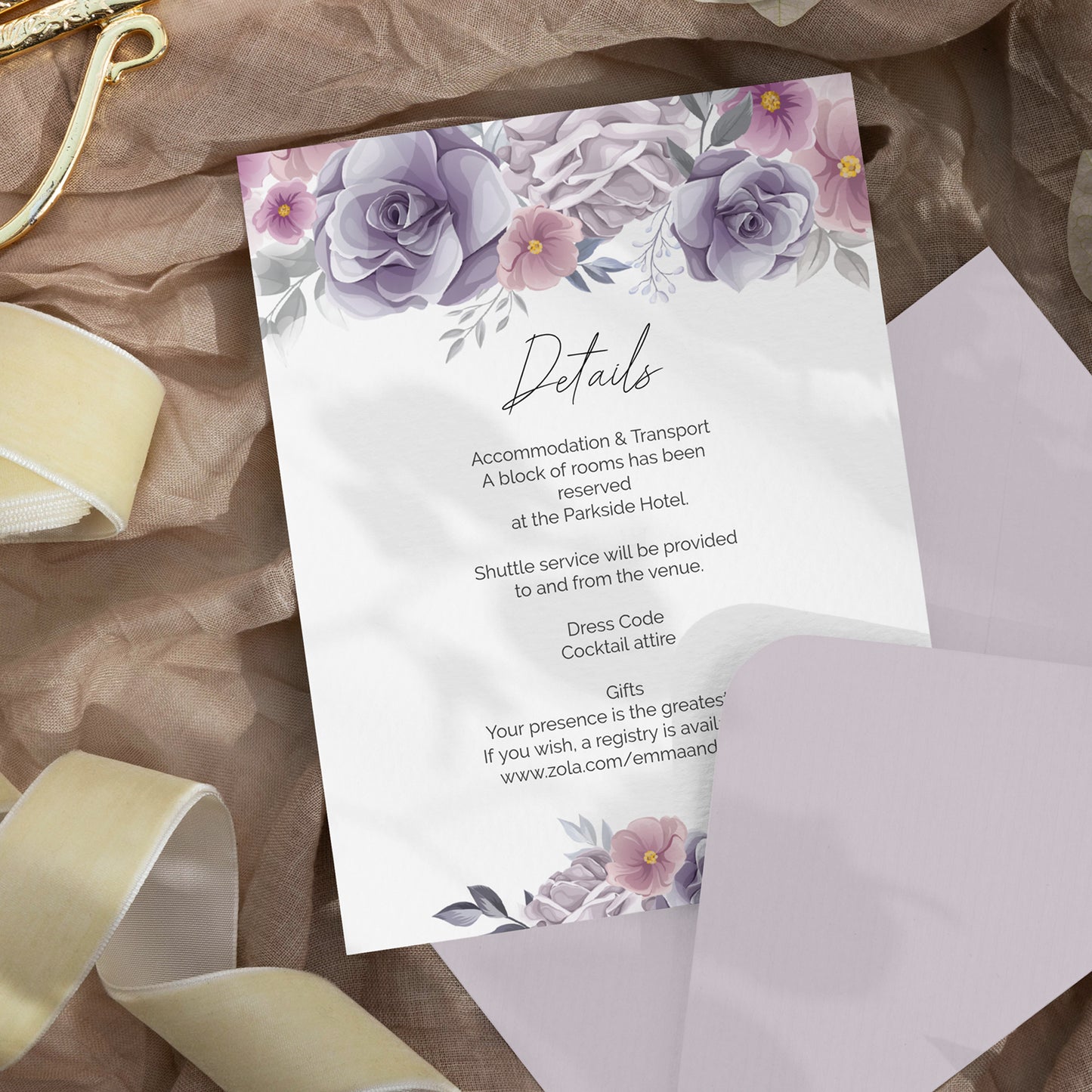 Purple Roses Wedding Editable Template Bundle
