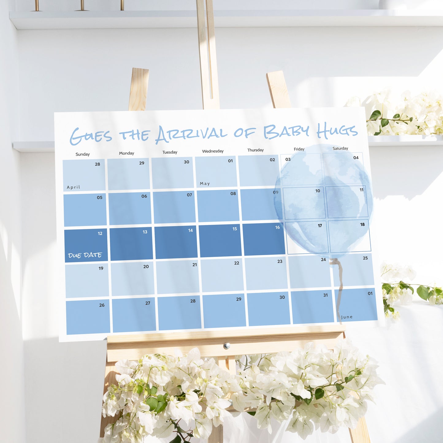 Blue Balloon Baby Shower Editable Template Bundle