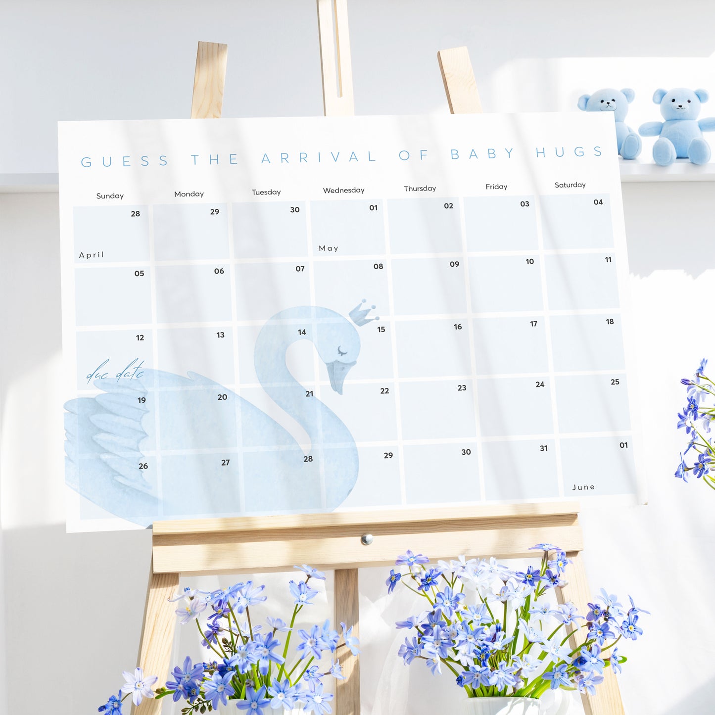 Blue Swan  Baby Shower Editable Template Bundle