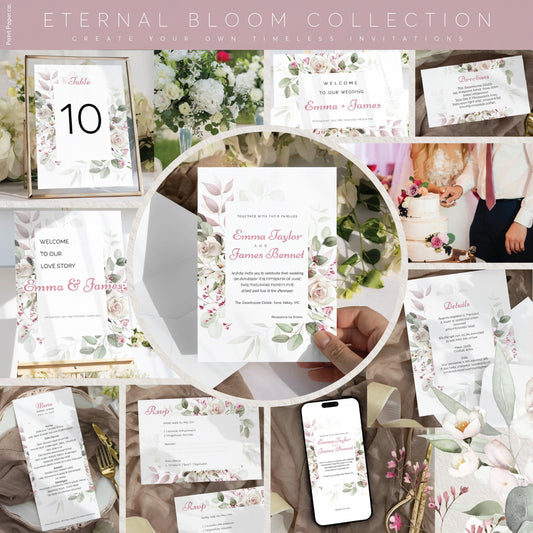 Eternal Bloom Wedding Editable Bundle