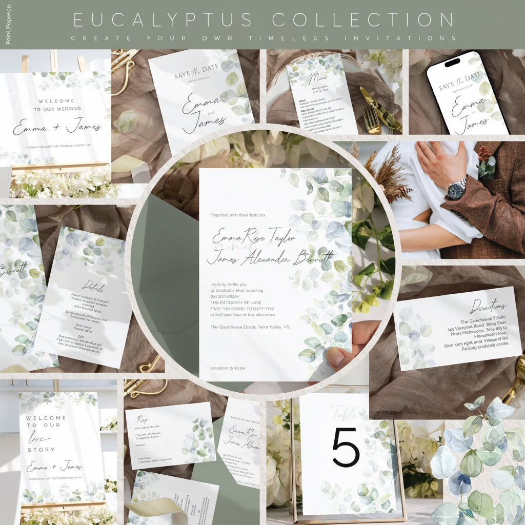 Eucalyptus Wedding Editable Bundle