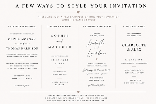 Bold Peony Collage Printed Wedding Invitation with Envelope