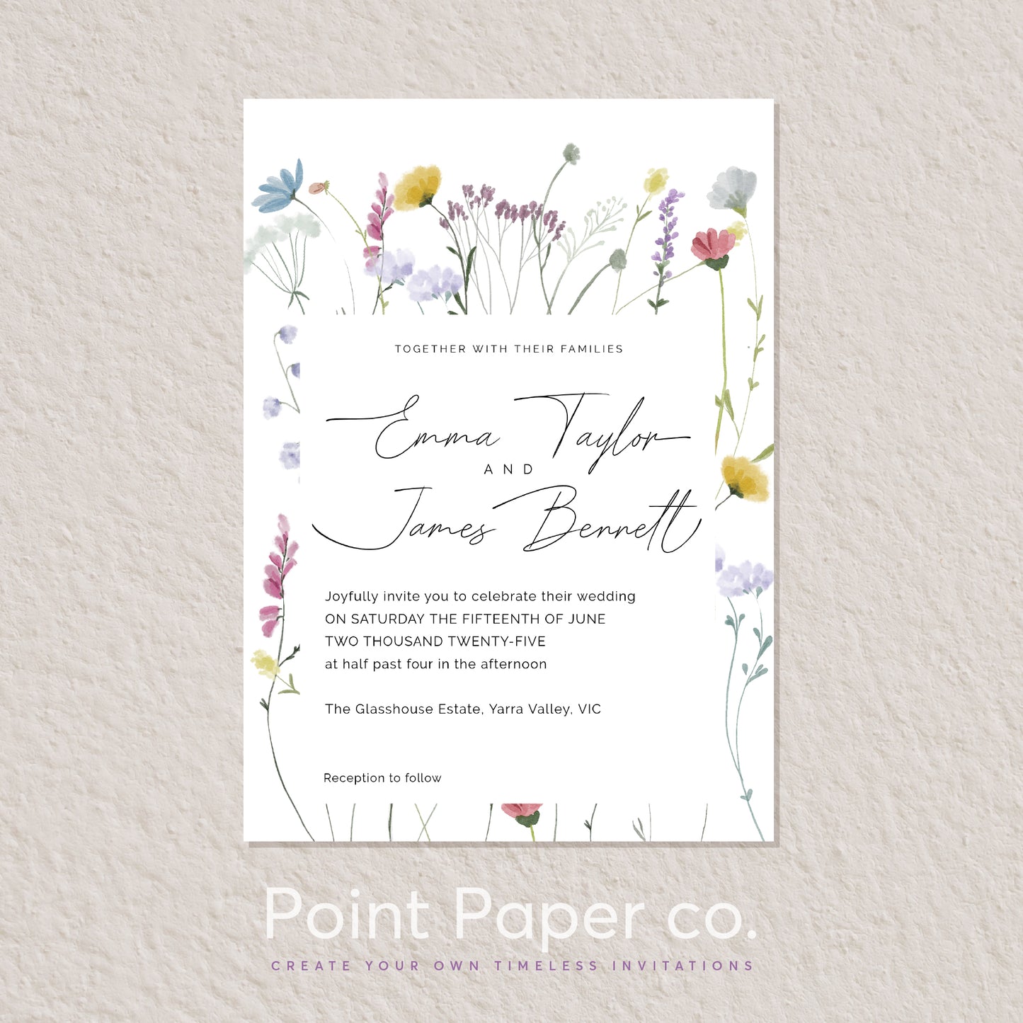 Wildflower Garden Wedding Editable Invitation