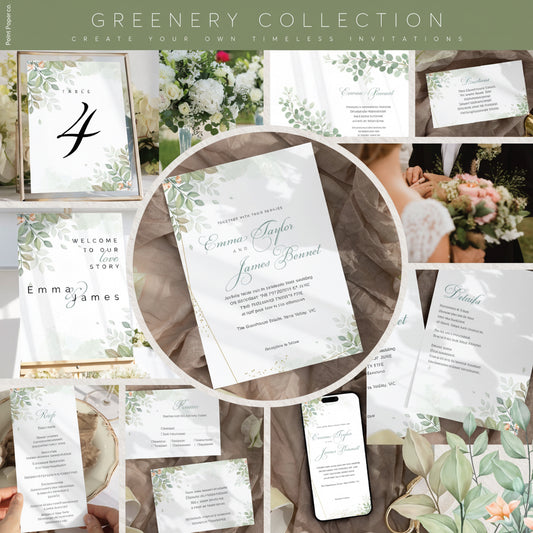 Greenery Wedding Editable Bundle