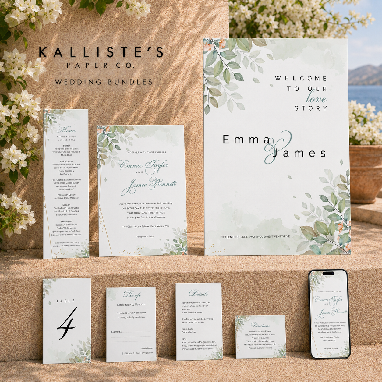 Greenery | Editable Wedding Stationery Bundle
