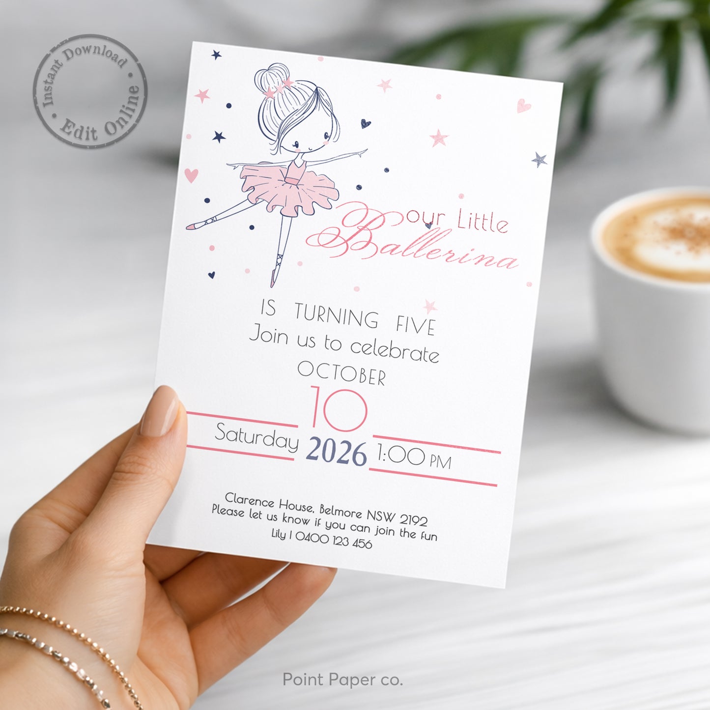 Ballerina Birthday Invitation | Edit Online