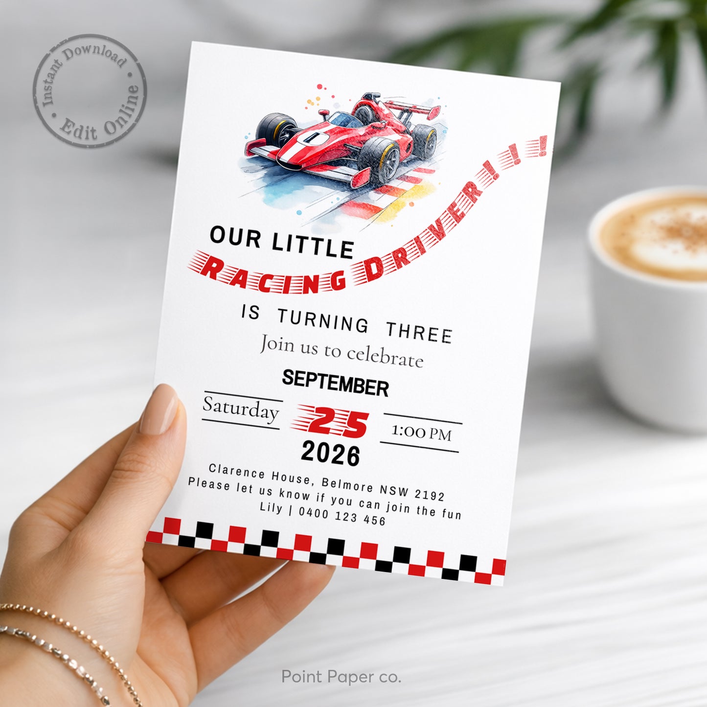 Racing Driver Birthday Invitation | Edit Online