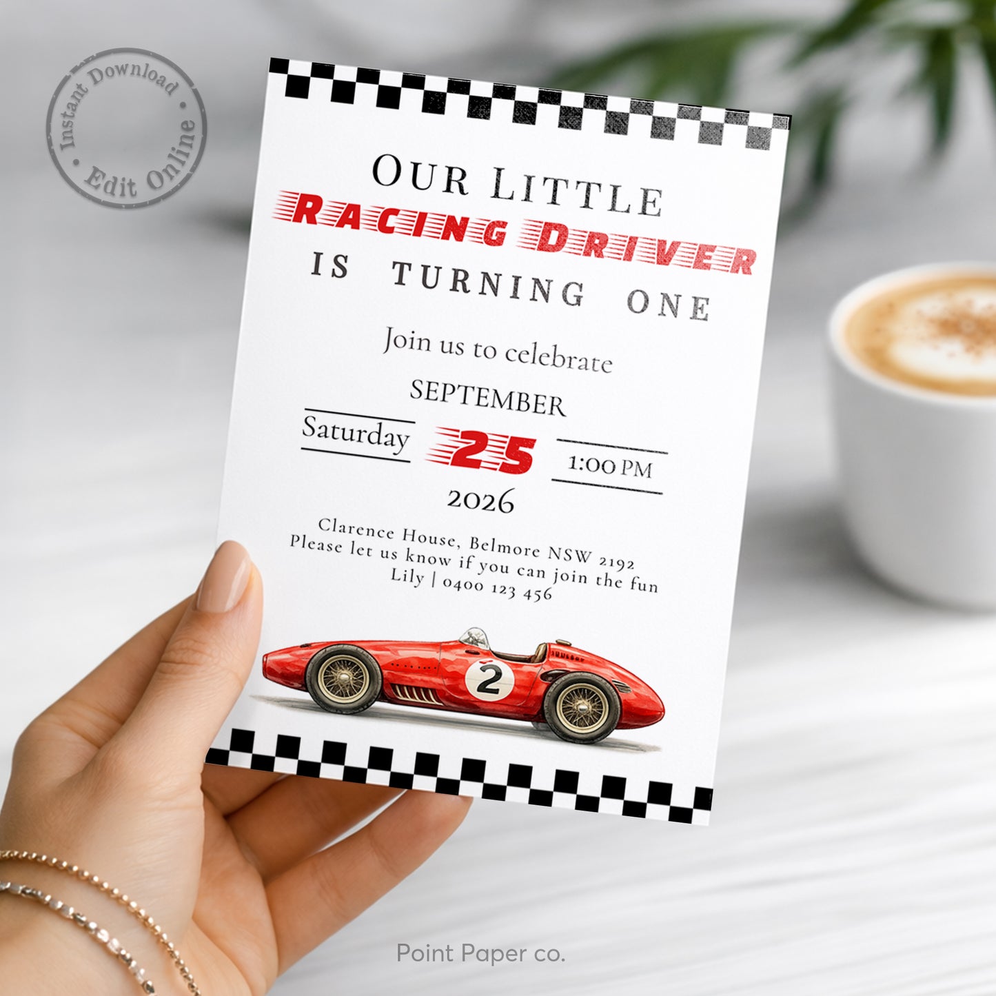 Vintage Race Car Birthday Invitation | Edit Online