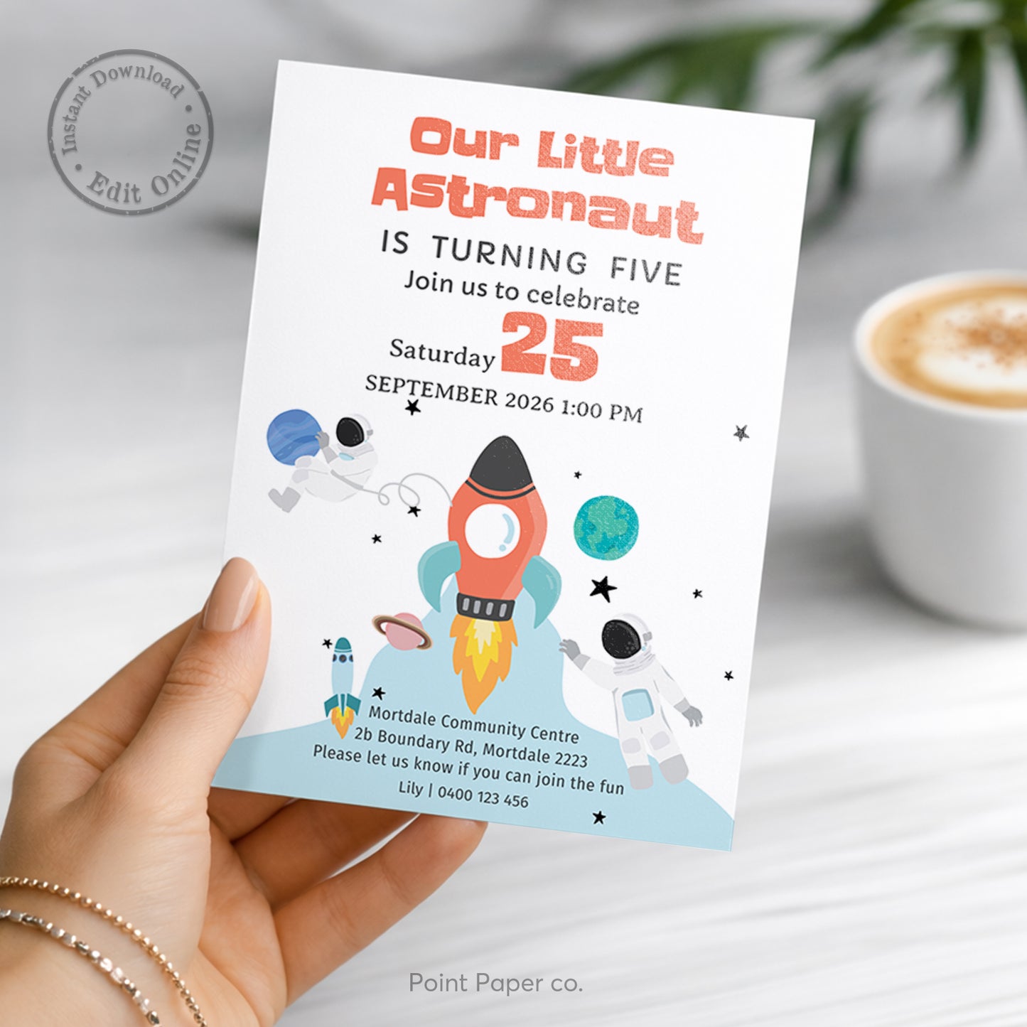 Astronaut Birthday Invitation | Edit Online