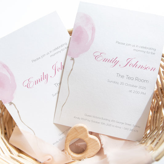 Pink Balloon Baby Shower Editable Template Bundle