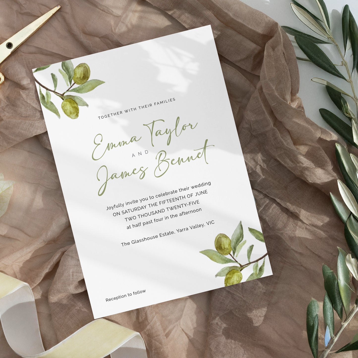 Olive Grove Wedding Editable Bundle