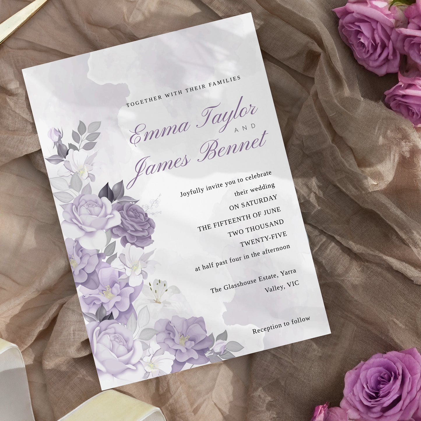 Lilac Romance Wedding Editable Bundle