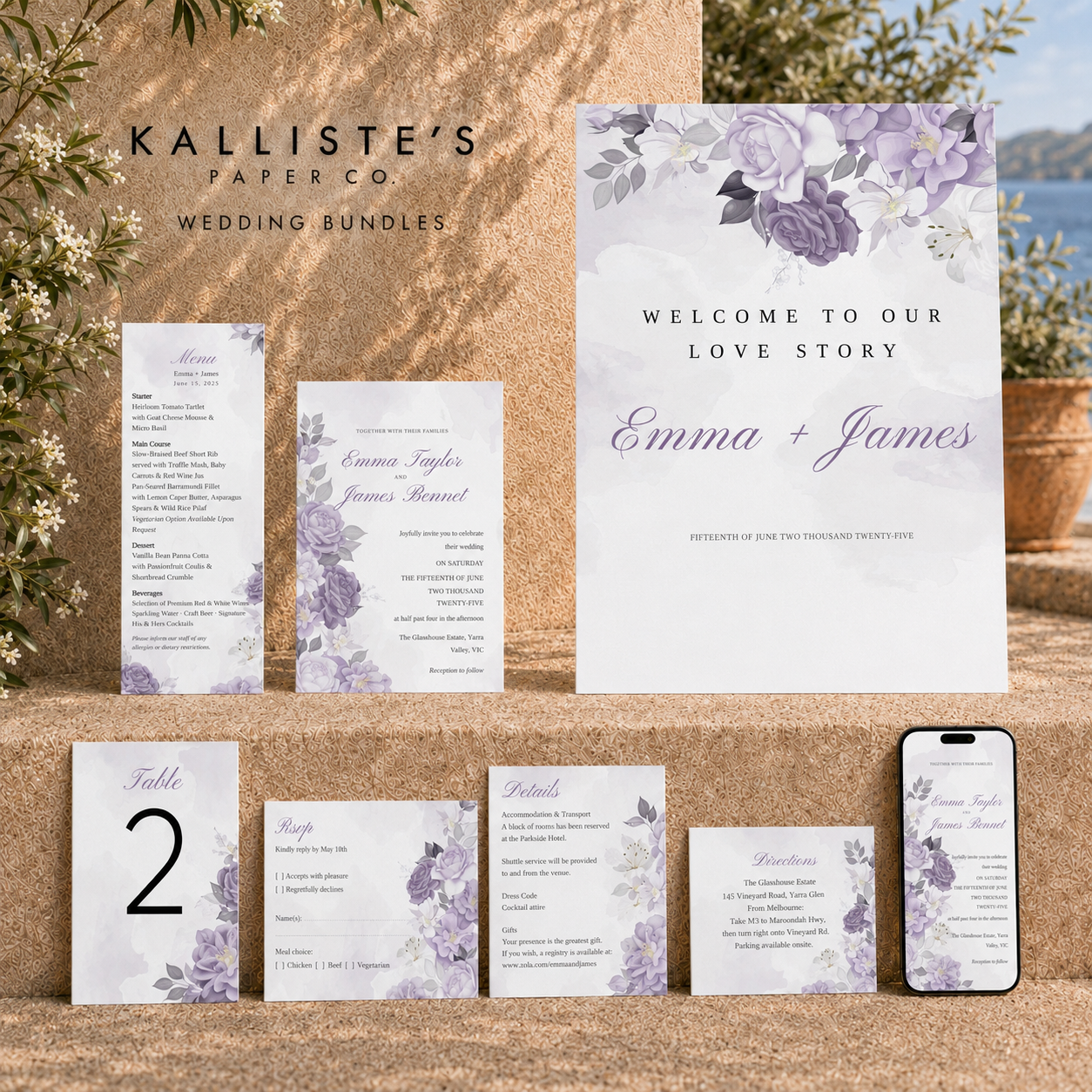 Lilac Romance | Editable Wedding Stationery Bundle