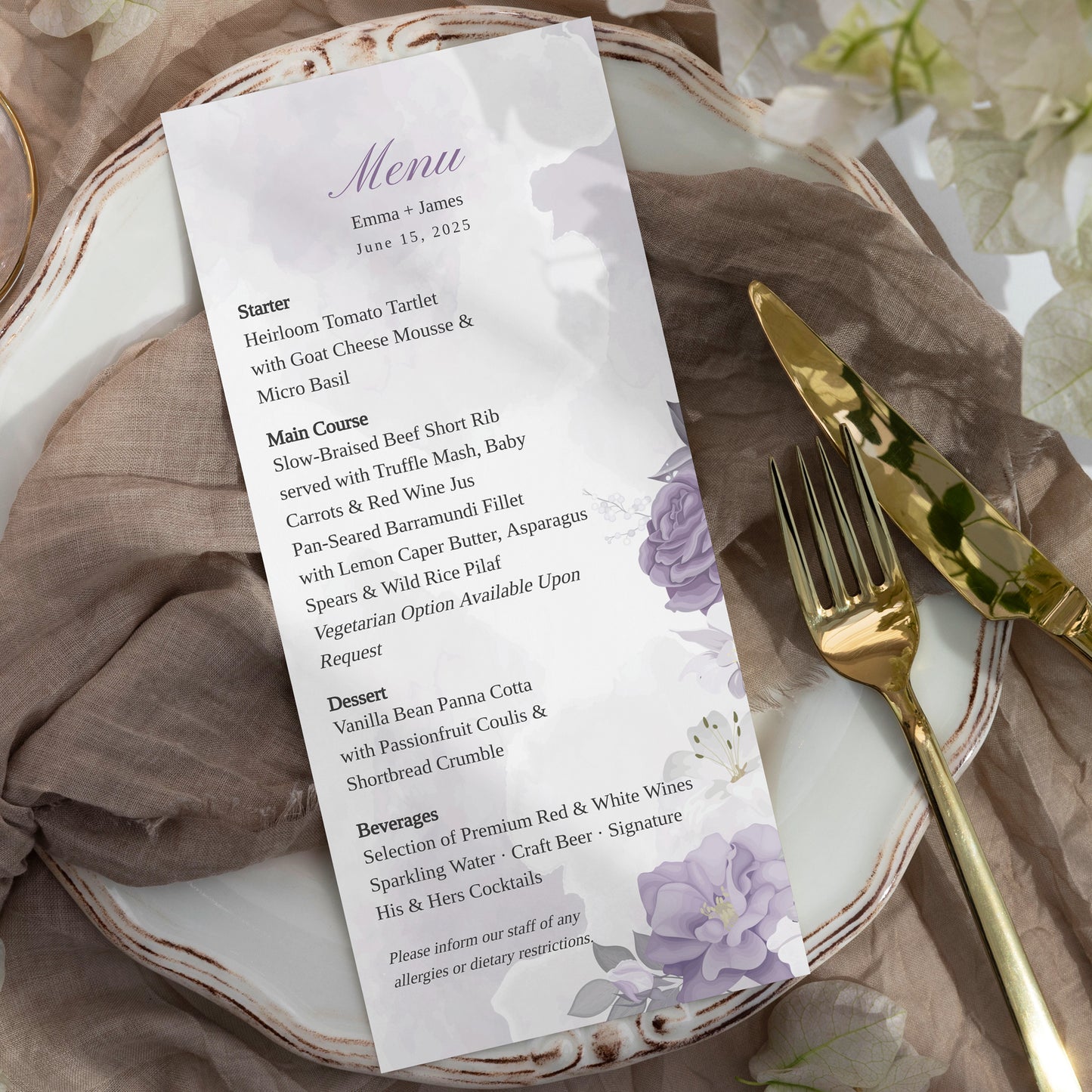 Lilac Romance Wedding Editable Bundle