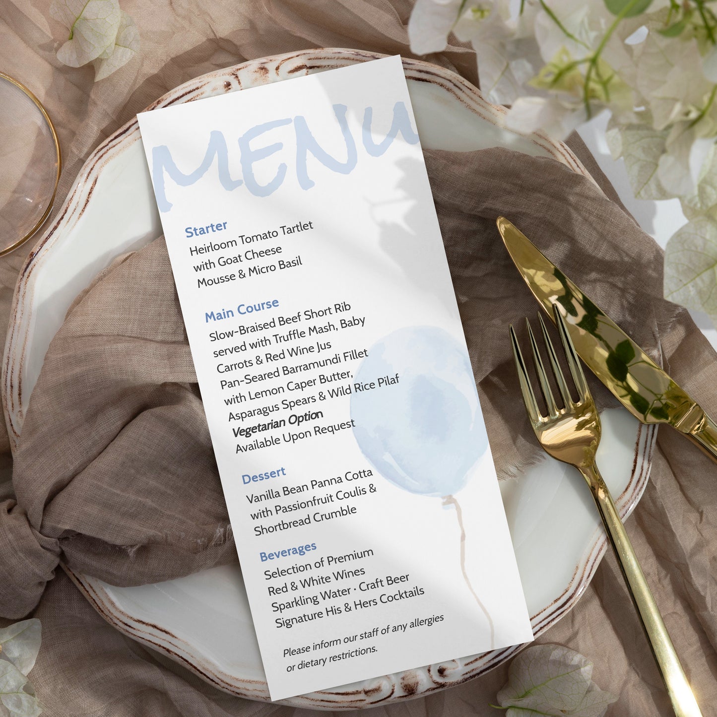 Blue Balloon Baby Shower Editable Template Bundle