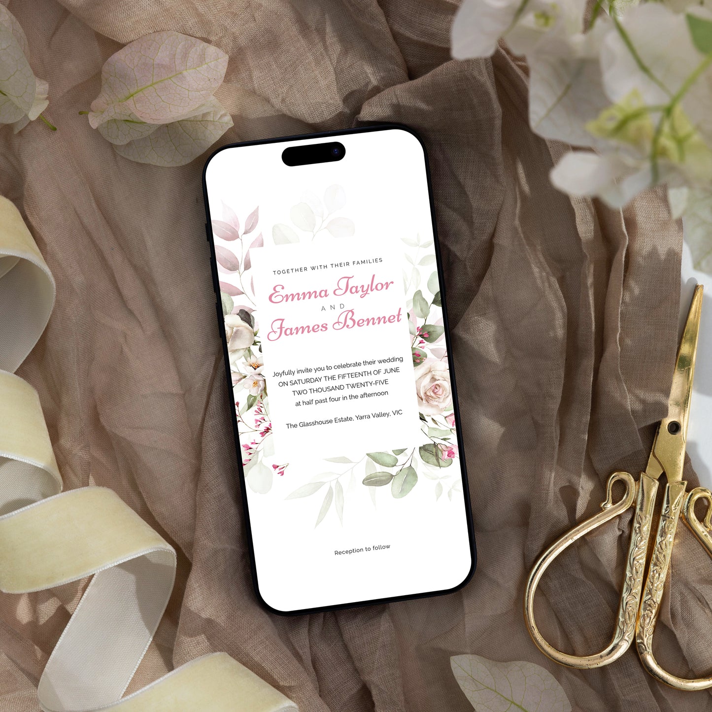 Eternal Bloom Wedding Editable Bundle