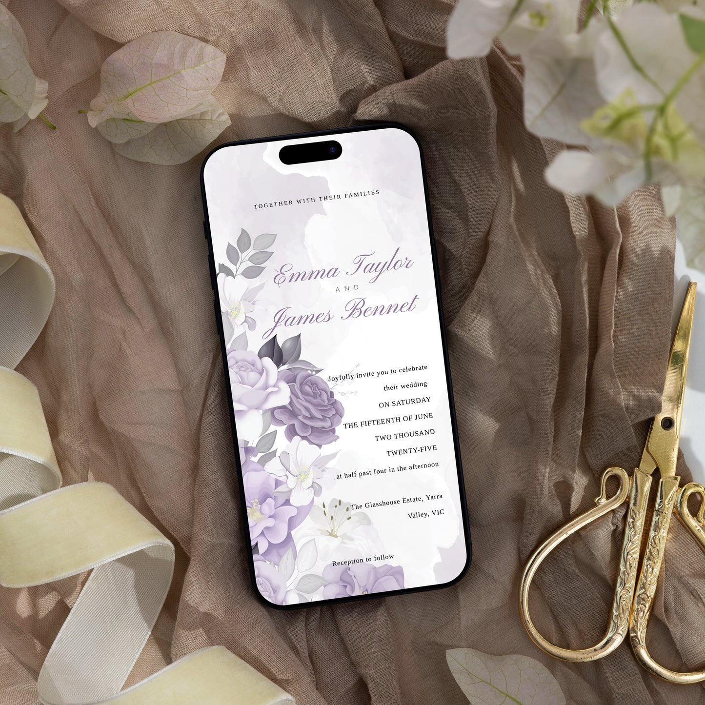 Lilac Romance Wedding Editable Bundle